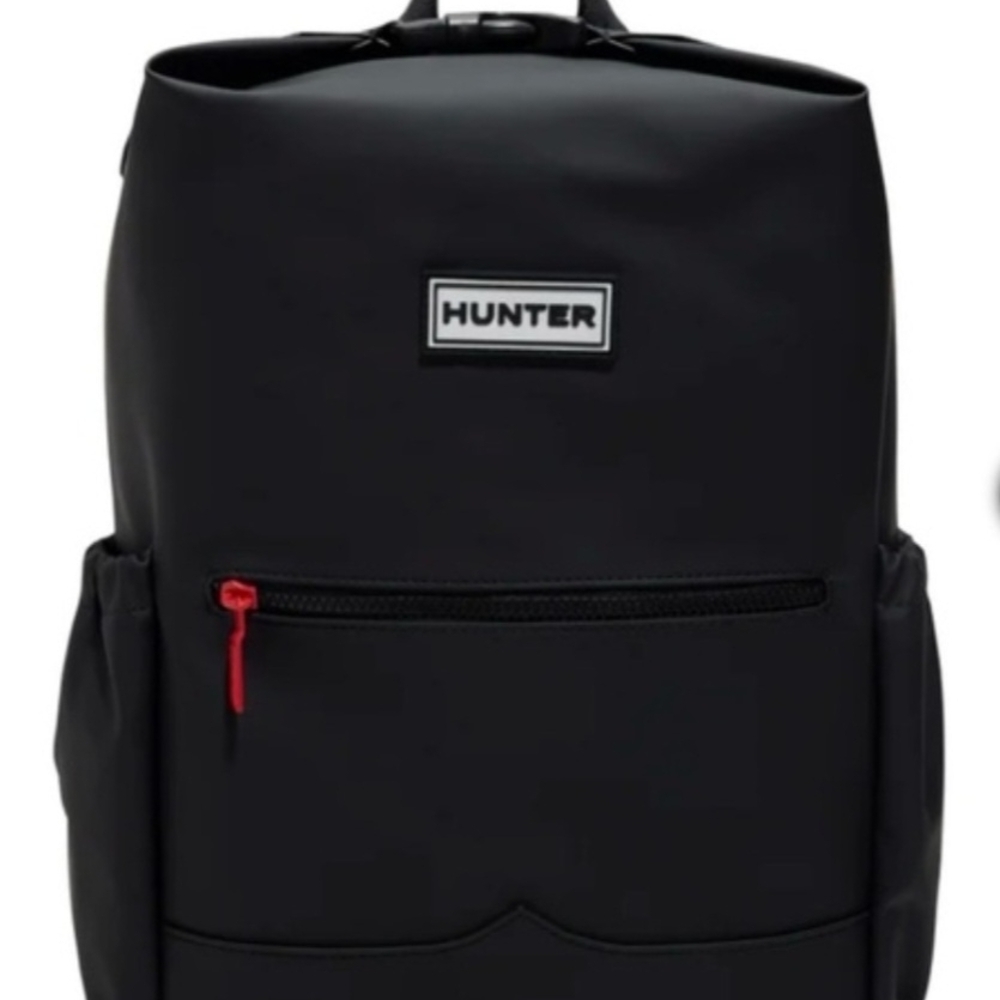Hunter Black Backpack with Red Zipper Accent
